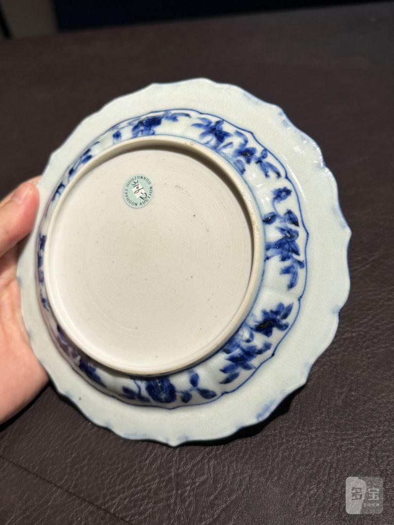 清雍正 仿永乐青花月华纹海棠盘 - 图9